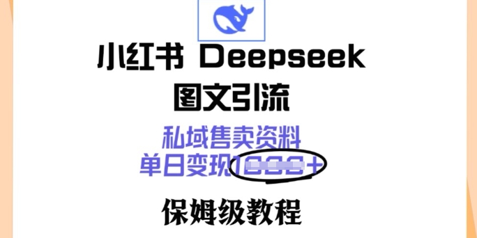 小红书Deepseek图文引流，私域售卖资料，单日变现多张，保姆级教程-呱呱学长