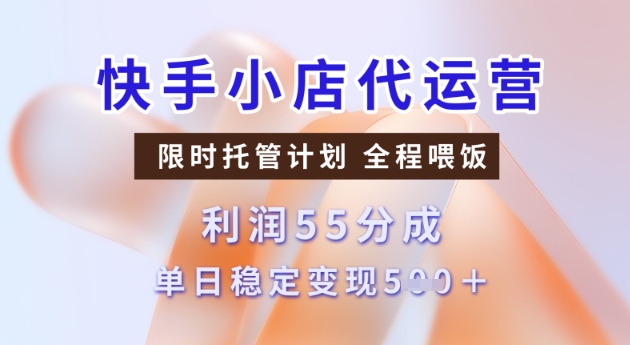 快手小店代运营3.0，模式新升级，收益55分，稳定单日5张【揭秘】-呱呱学长