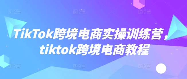 TikTok跨境电商实操训练营，tiktok跨境电商教程-呱呱学长