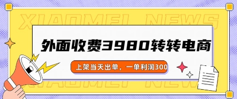 外面收费3980的转转电商玩法，上架当天出单，一单利润3张-呱呱学长