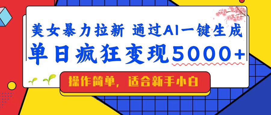（14347期）美女暴力拉新，通过AI一键生成，单日疯狂变现5000+，纯小白一学就会！-呱呱学长