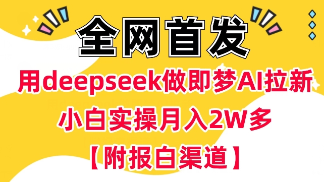 用deepseek做即梦Ai拉新 小白实操月入过W+【附报白渠道】-呱呱学长